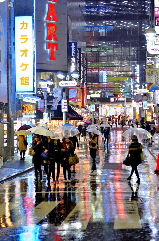 raining in Shibuya