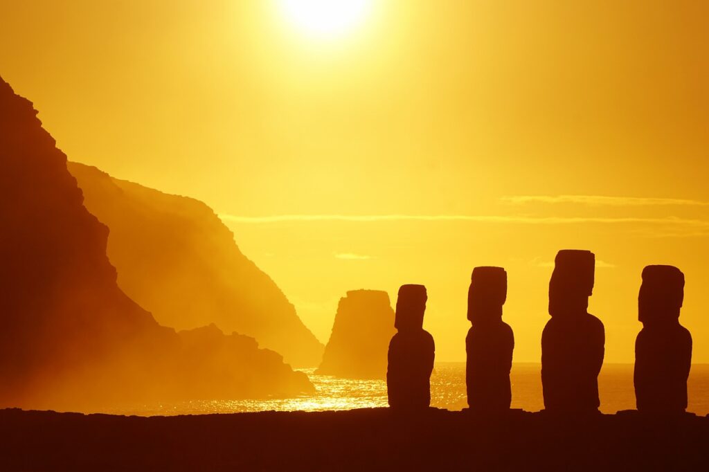 sunset in Easter Island