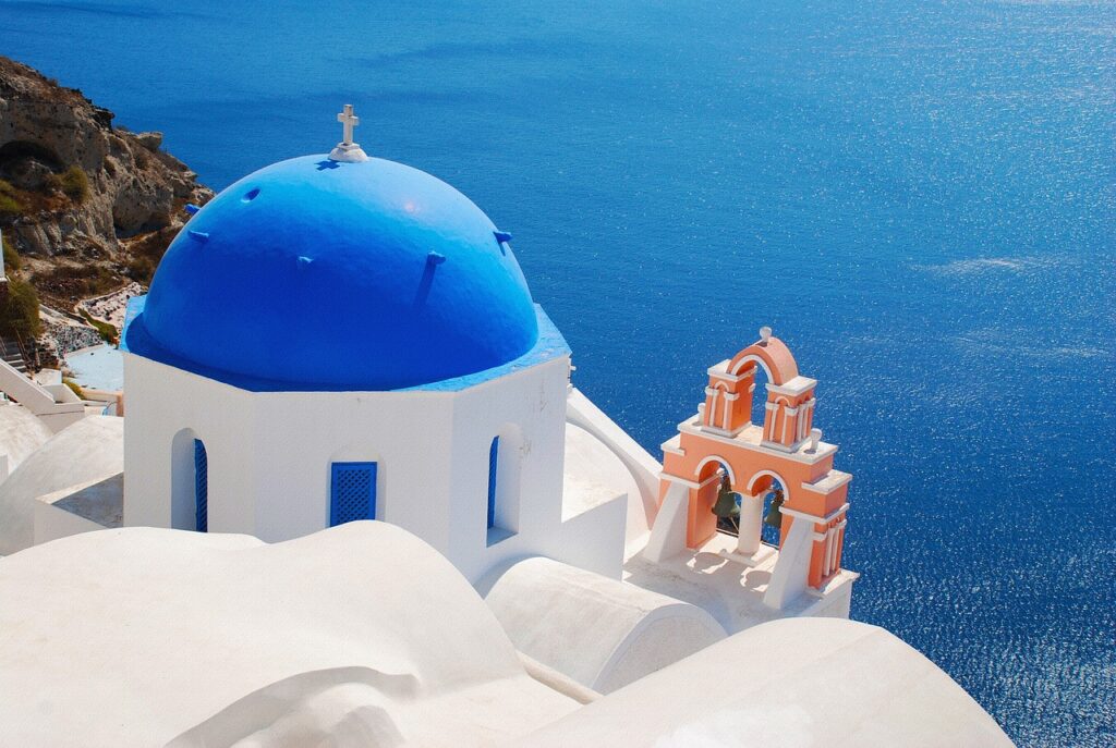 Santorini, blue church